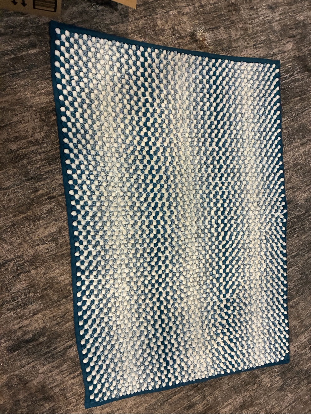 Plush Chenille Bath Rug - Teal and White